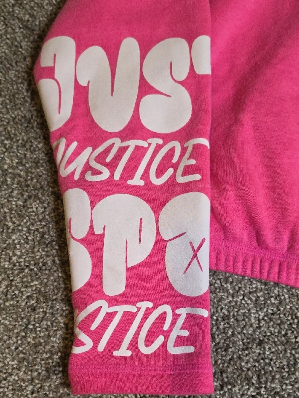 Justice Bright Pink Zip-Up Sport Jacket with White Logos